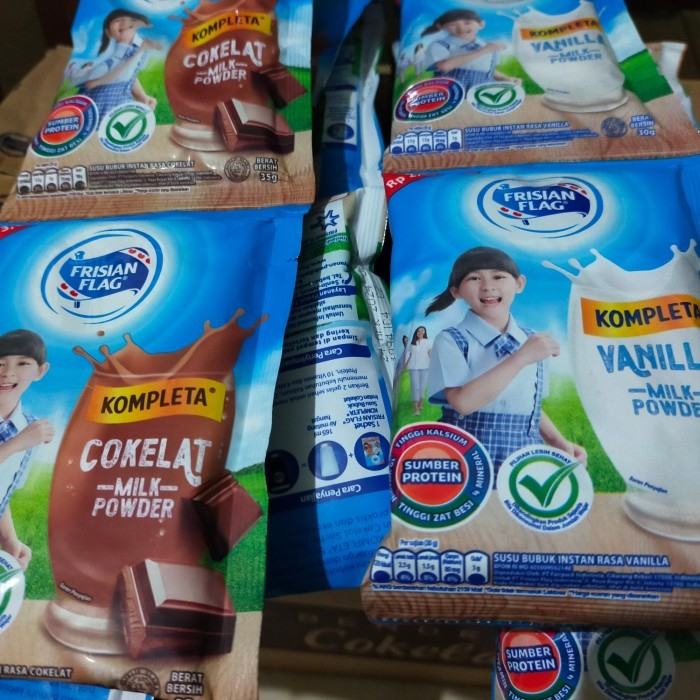 

FRISIAN FLAG KOMPLETA SUSU BUBUK VANILA DAN COKLAT ISI 10PCS