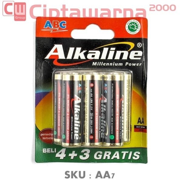Baterai ABC Alkaline AAA / Baterai jam AAA7 ISI 4 + 3 Remote - CW2H