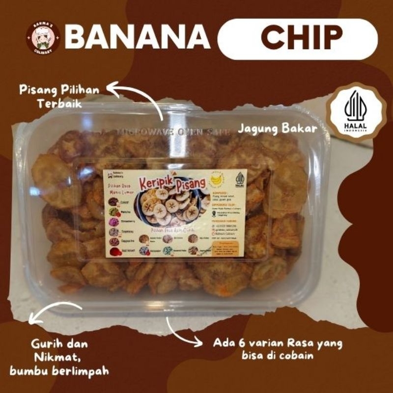 

Keripik Pisang Gurih Rasa Jagung Bakar/Banana Chips Box