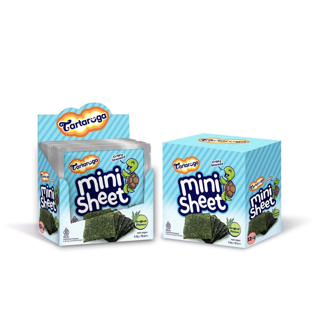

Tartaruga Mini Sheet Crispy Seaweed Original Flavour 3,2g x 12 pcs | ORI (Snack Rumput Laut)