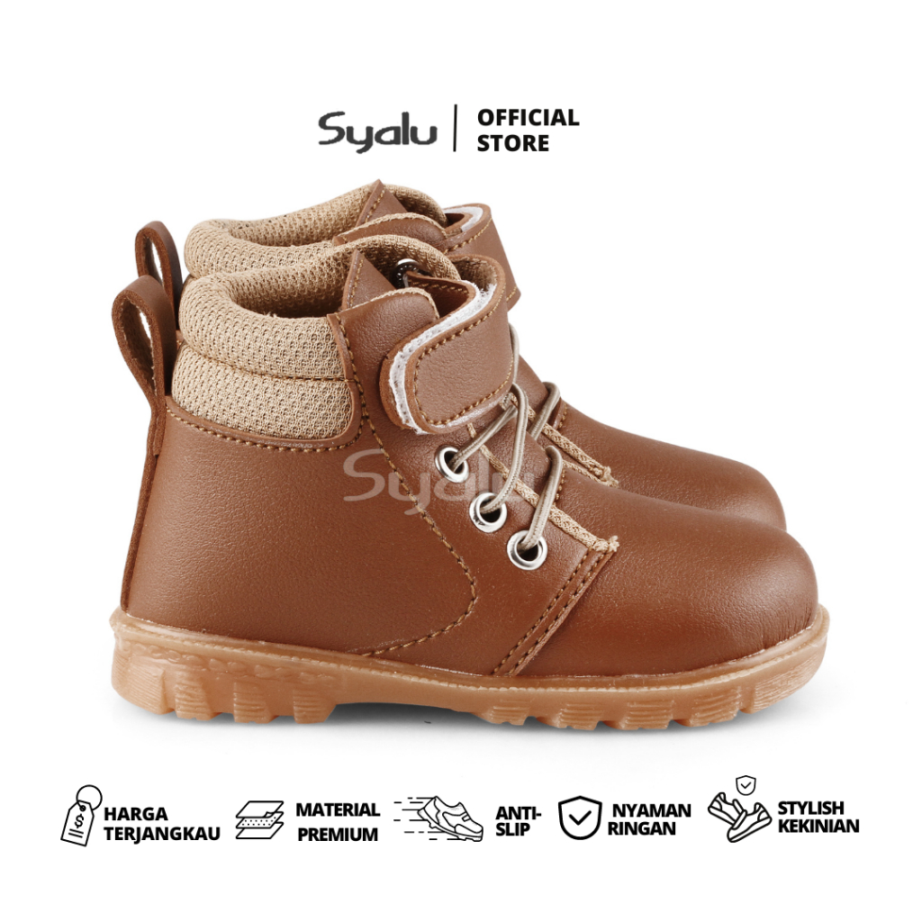 Syalu Sepatu anak laki laki model DK Tan  boots
