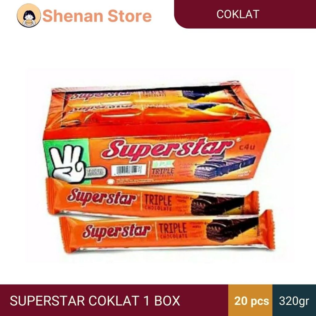 

wafer superstar wafer coklat cemilan manis 1 box 20 pcs