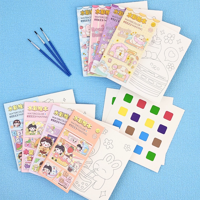 

SEGERA BELI BOOK OF HAPPINESS WATERCOLOR PAINTING BOOK Buku Mewarnai Watercolor Lengkap Dengan Kuas dan Cat Air 2 Lembar