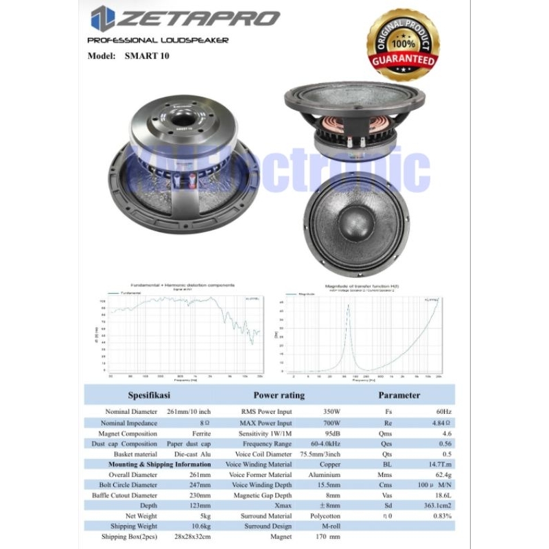 KOMPONEN ZETAPRO 10 INCH SMART 10 ORIGINAL / SPEAKER KOMPONEN 10 INCH / SPEAKER 10 INCH ZETAPRO ORIG
