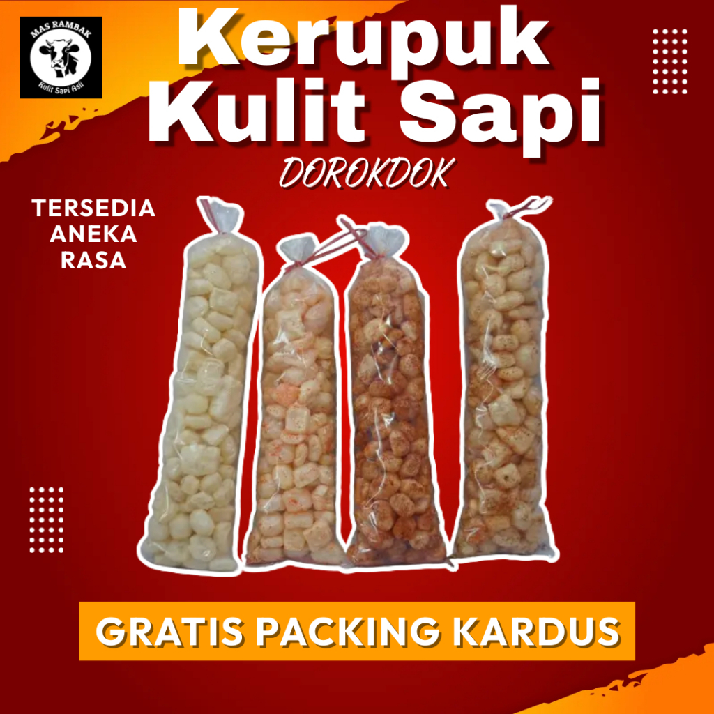 

Kerupuk Kulit Sapi Dorokdok Krupuk Rambak Kulit Sapi 1 bal Original Pedas Halal Aneka Rasa