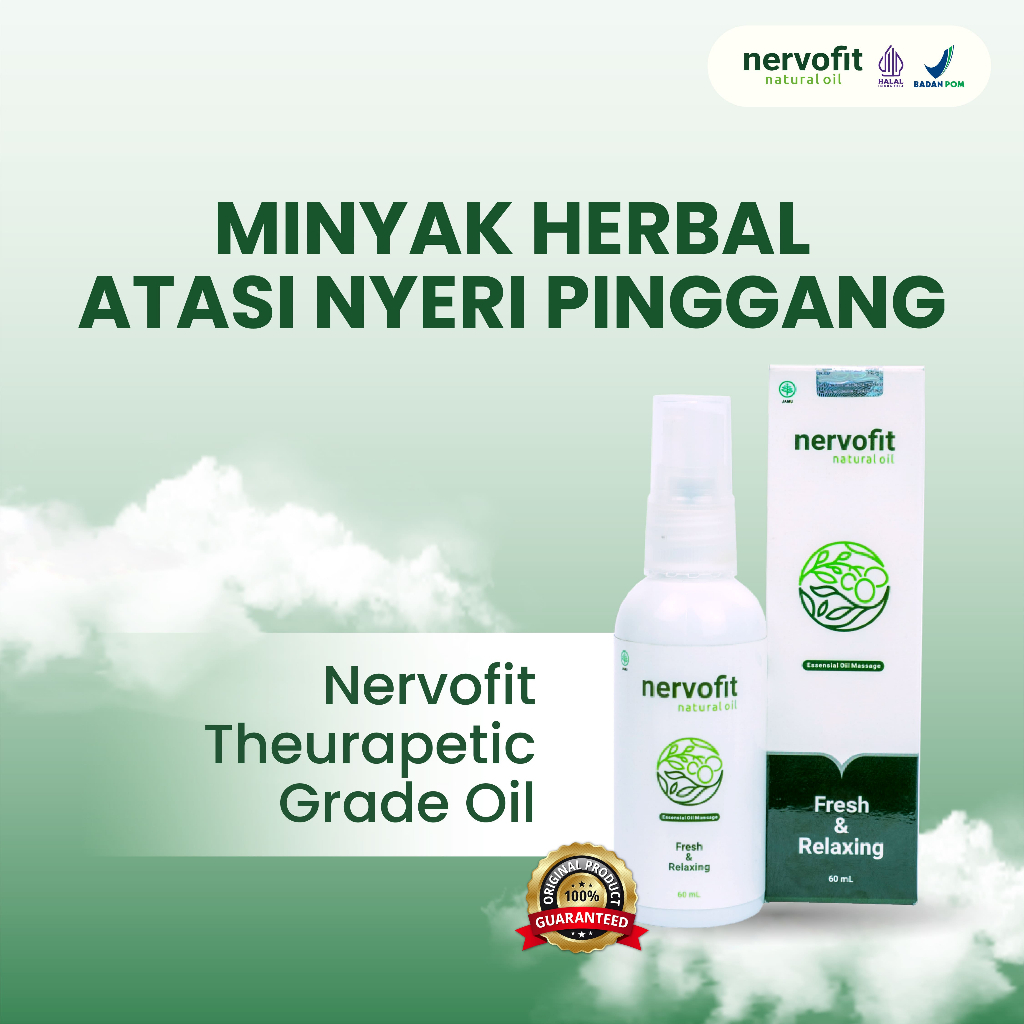NERVOFIT Natural Oil bantu atasi masalah nyeri pinggang, nyeri akibat kram dan saraf kejepit aman bi