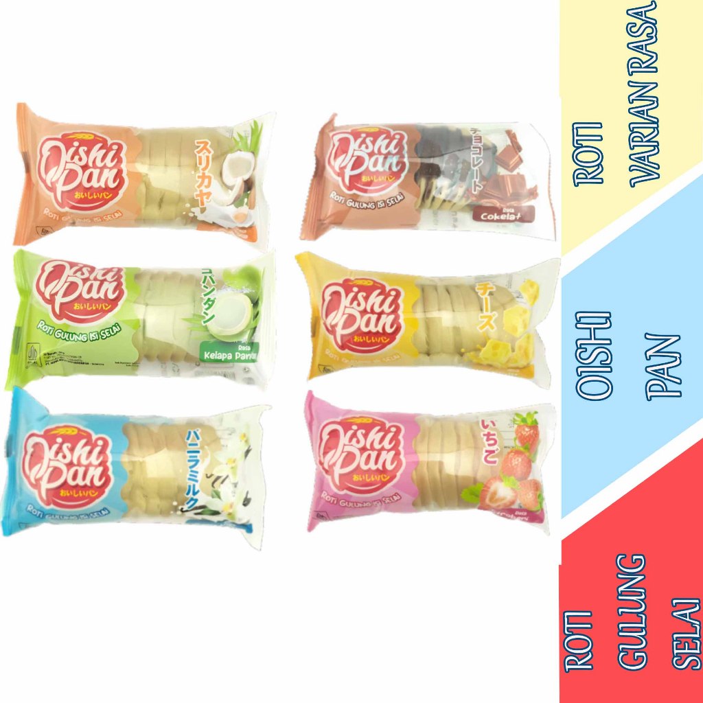 

Roti Selai Varian Rasa - Oishi Pan - Roti Gulung Selai - 60gr