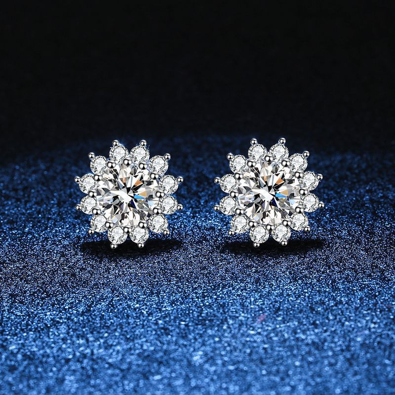 Anting Anti Karat Perak Asli Anting Permata Berlian Emas Putih Anting Bulat Wanita Anting Jepit