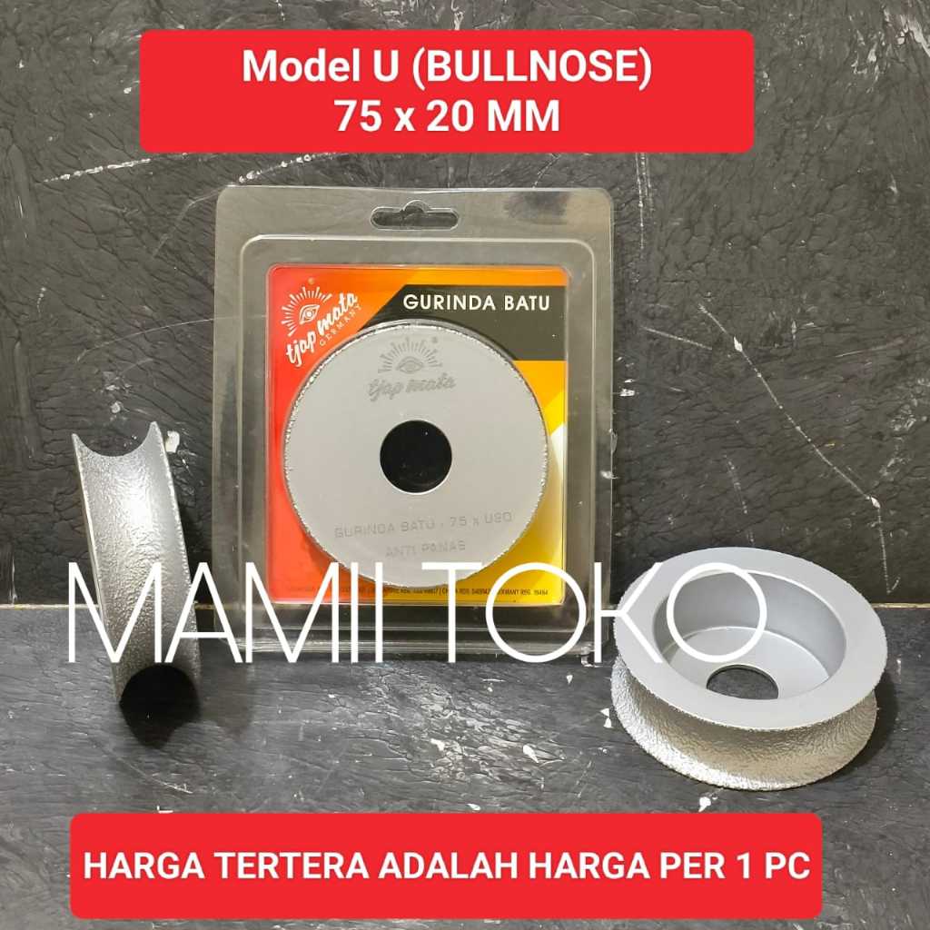 Tjap Mata batu gerinda pinggul granit 3 inch model U 75 x 20 MM marmer