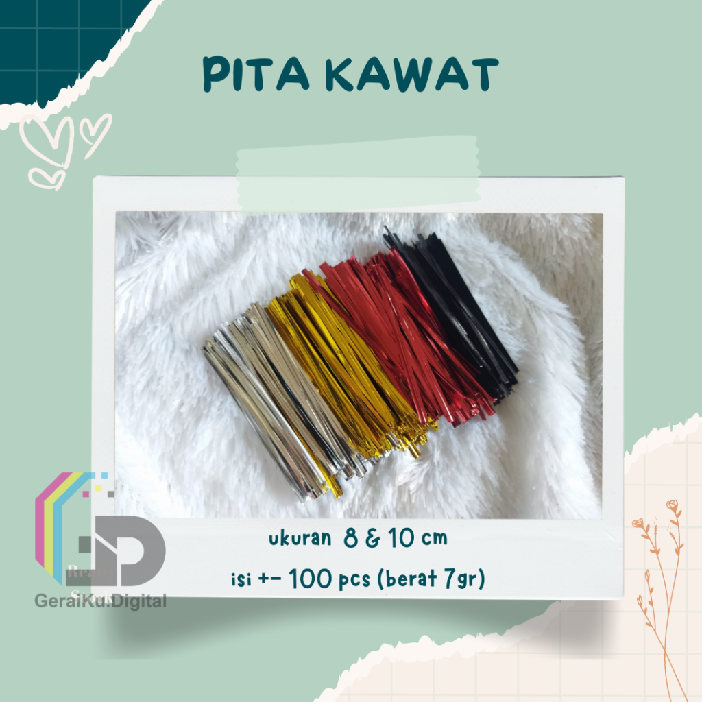 

Pita Kawat +/- 100 pcs / Kawat Metalik Souvenir / Twist Tie / Pita Kawat Souvenir