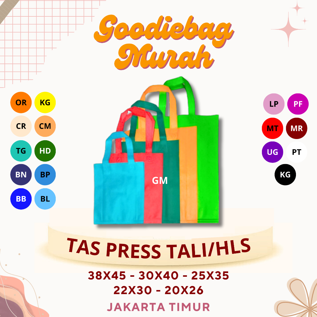 

Goodiebag Press Tali/hls isi 12/tas dokumen/tas belanja/souvenir/goodiebagmurah