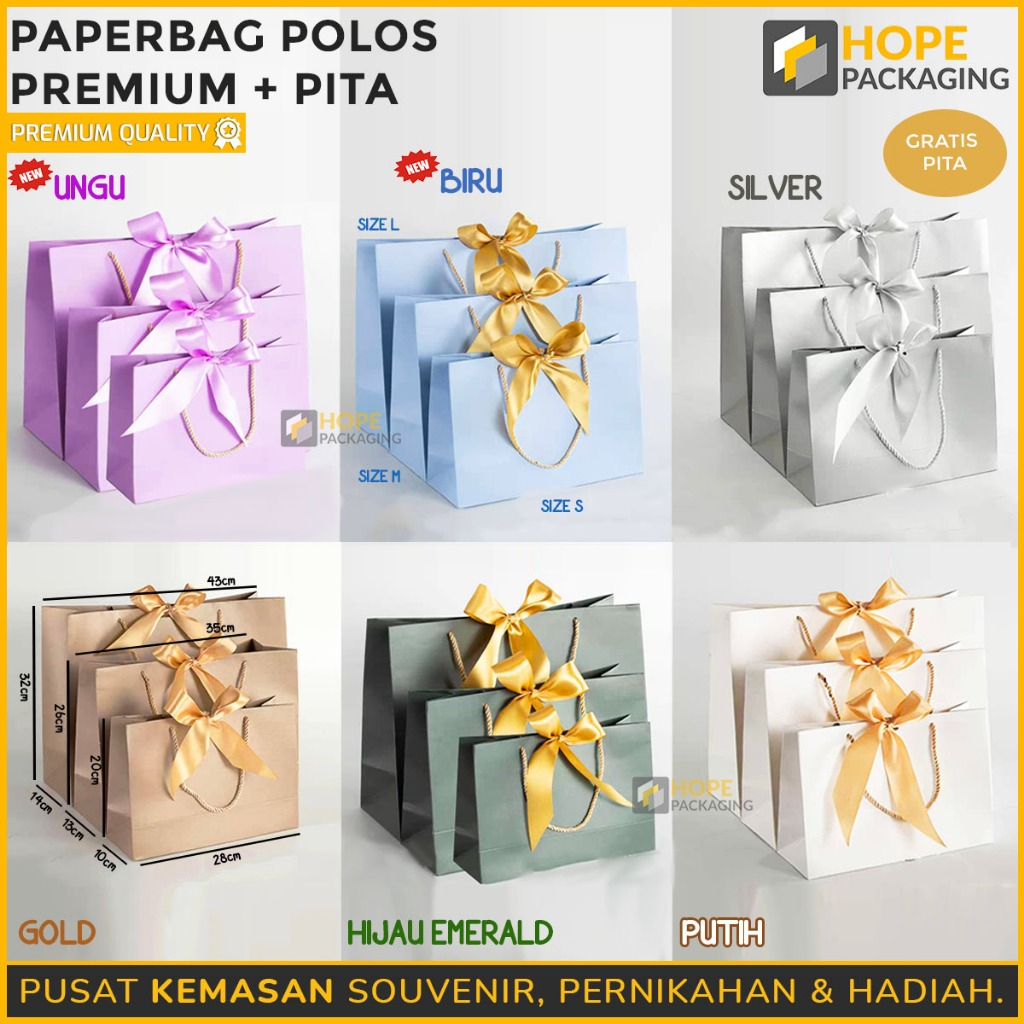 

Paper Bag Polos Premium + Pita / Paper Bag Import / Tas Kado / Goodie Bag Souvenir Hampers / Tas Gift / Paper Bag Kotak Kado / Tas Bingkisan Hadiah