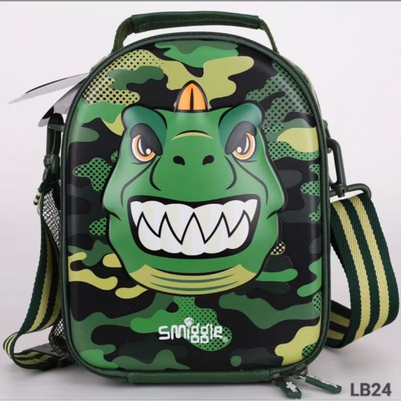 Smiggle Hardtop Curve Lunchbox Dino Green