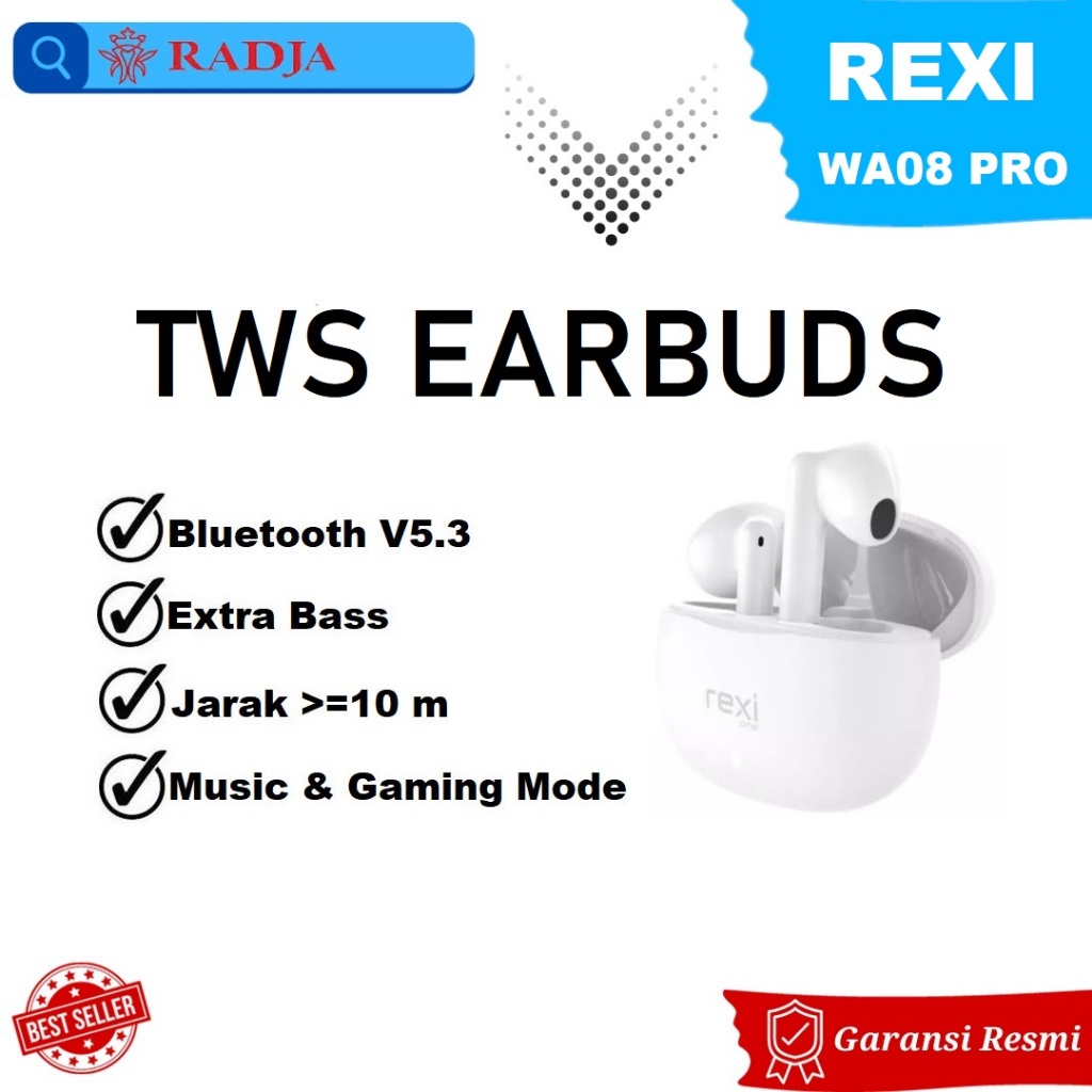 Headset Bluetooth Rexi WA08 Pro TWS Wireless Earbuds