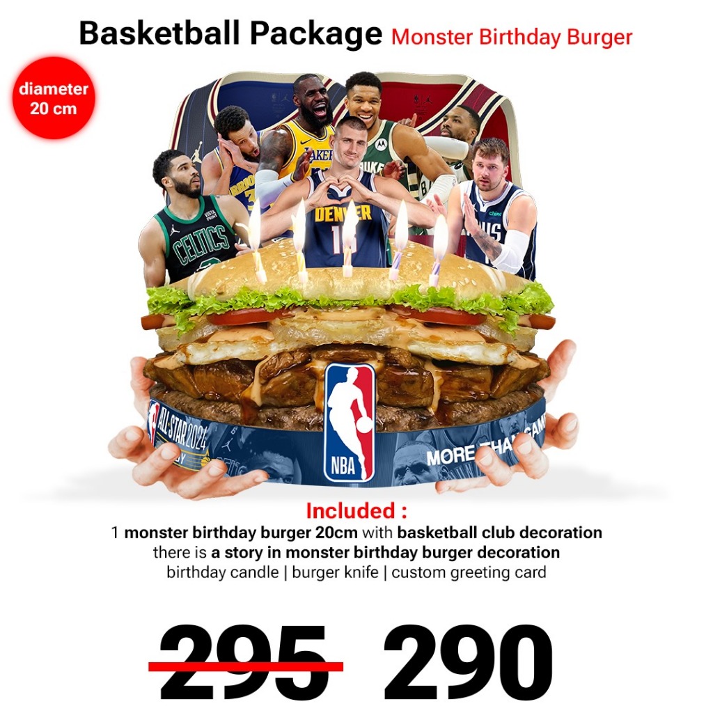 

Basketball Package Monster Birthday Burger 20 cm ( Birthday Cake Aesthetic )