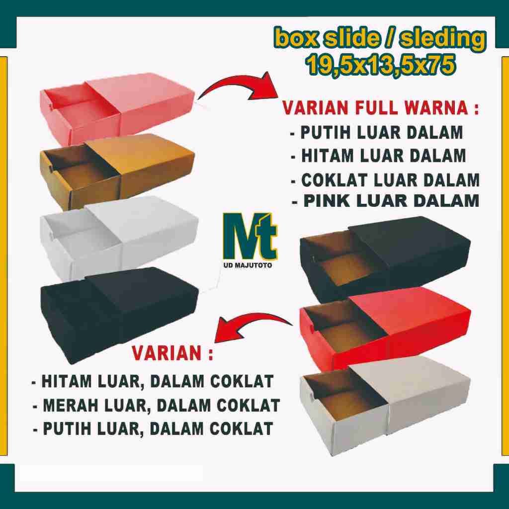 

(PAKET 10 PCS) Slide Box 19,5x13,5x7,5 cm / Box Sleding / Kardus Polos / Box kotak Makan