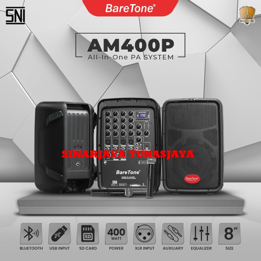 Speaker Aktif BareTone AM400P  Baretone AM 400P With Power Mixer
