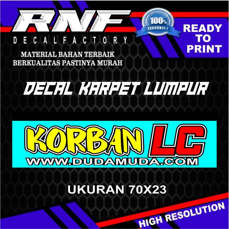 stiker korban lc .decal karpet lumpur,stiker karpet trukl