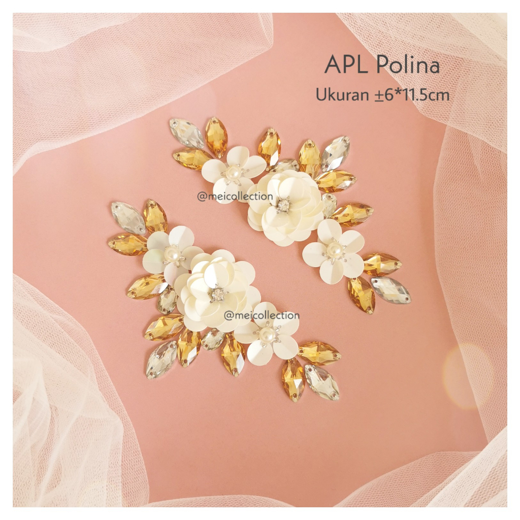 Payet rangkai bunga 3d lengan / tangan / bahu / pinggang / dada APL Polina