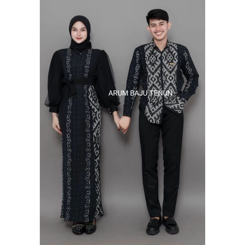 PADMA BLACK SET COUPLE TENUN BAJU KONDANGAN OUTFIT KEKINIAN