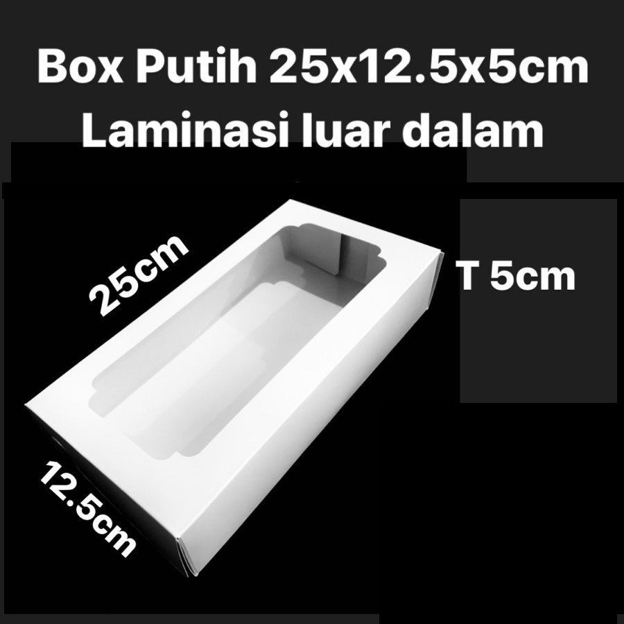 

( 5 pcs ) Dus Kotak Putih Polos Ukuran 25x12x5cm Box Hampers Kue Gulung Laminasi Dalam