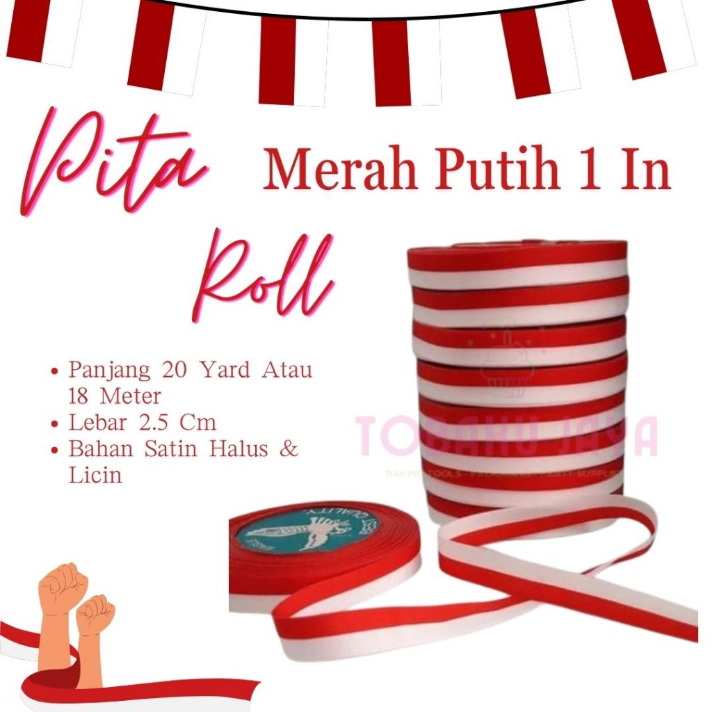 

Pita Satin Merah Putih 1 Inch - Pita Kain Satin Merah Putih - Pita HUT RI - Pita Saten Roll Merah Putih 1 Inch