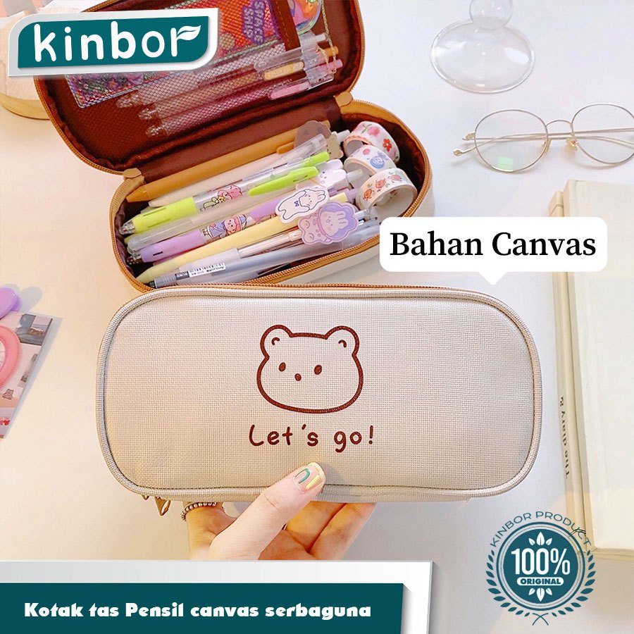 

Tempat pensil bahan canvas/ Pencil case softcase muat banyak/ Kotak Penyimpanan Pensil