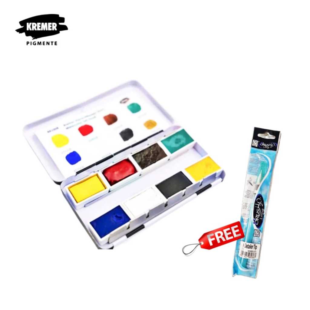 

HOLIDAY SALE!! KREMER WATERCOLOR SET SMALL 8 FULL PANS FREE WATERBRUSH