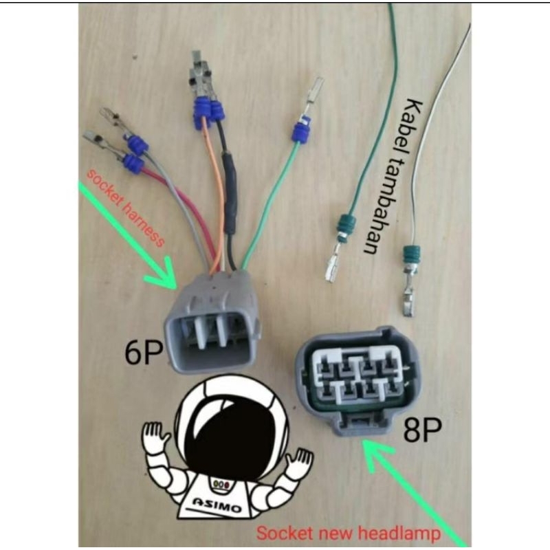 Soket adaptor Extension upgrade headlamp old pin 6 to new pin 8 toyota Fortuner VRZ SRZ 2016 - 2020 