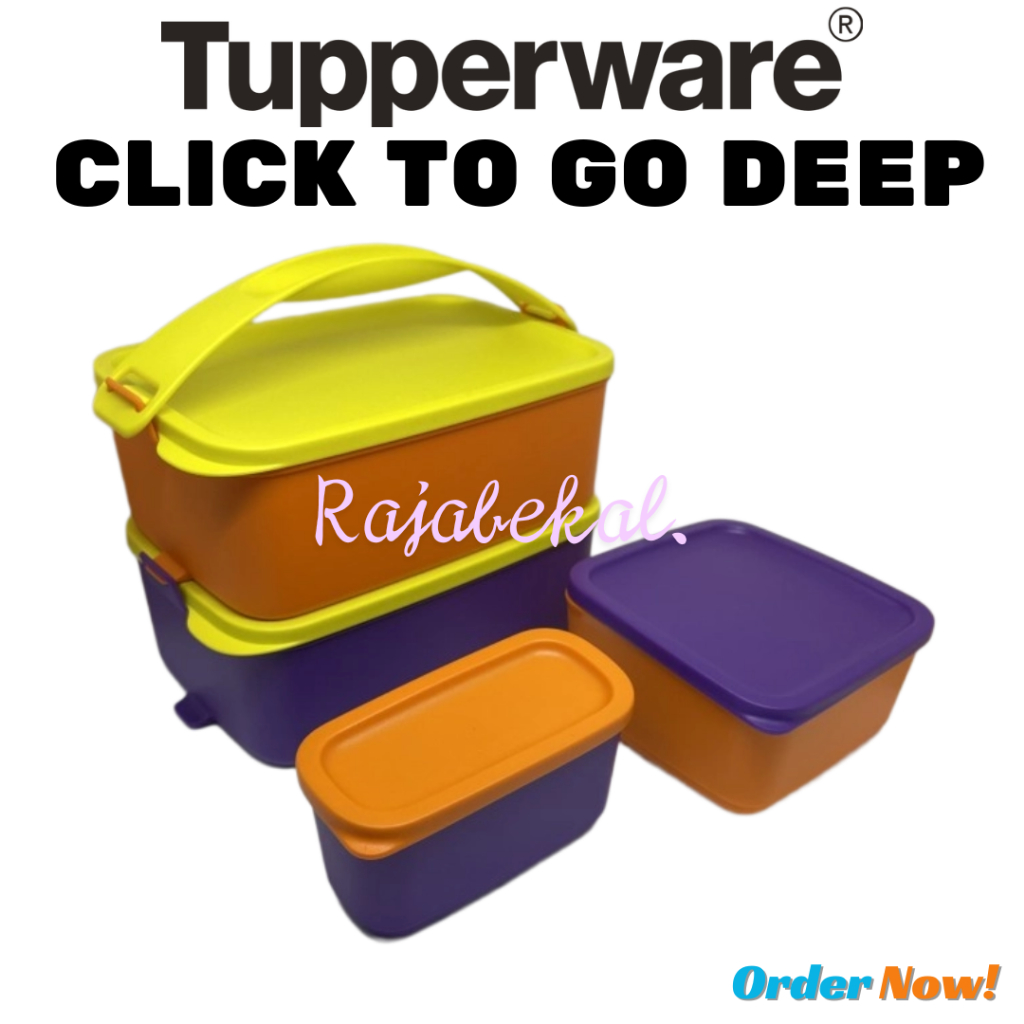 PROMO Tupperware Click To Go Deep Set Ungu Oren