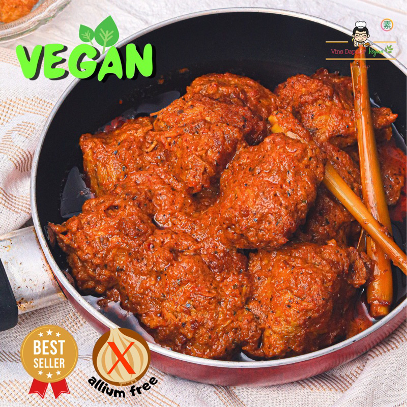 

Vinsdapourvegan - Rendang Vegan Homemade Frozen Food Bahan Beku Net Allium Free Vegetarian Plant-Based Friendly 435gr