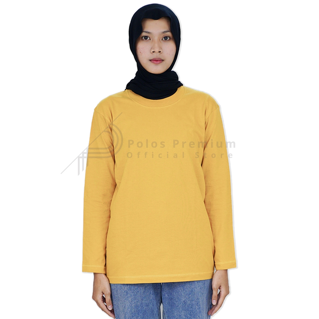 Kaos Polos Lengan Panjang Cotton Combad 30S Kuning Kunyit YoungIndustries