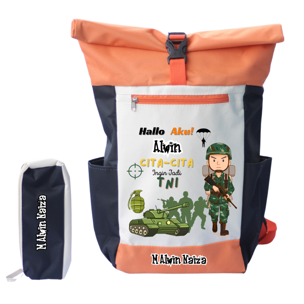 Shabiratas - Tas Sekolah anak Custome Nama - Tas Kids Roll - Tas Backpack Sekolah Anak Cita-cita TEN