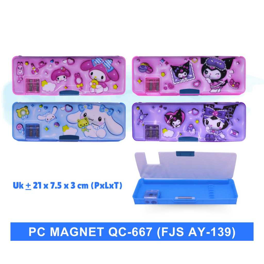 

Pensil Case/ Tepak Pensil Magnet 2Sisi/ Tempat Pensil Motif Sanrio + Rautan/ Kotak Pensil Anak Karakter Lucu Sanrio