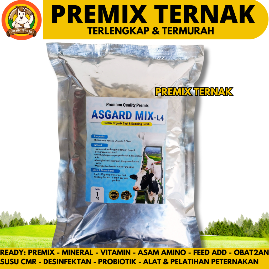 Premix Sapi Perah ASGARD MIX 1 KG - Premix Sapi Perah - Premix Kambing Perah - Premix Mineral Organi