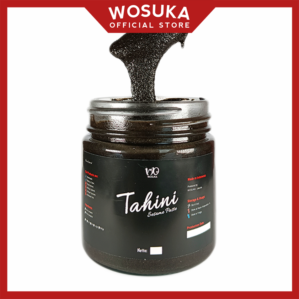 

WOSUKA Organic Black Sesame Tahini Paste Pasta Selai Oles Olesan Wijen Hitam Diet Sehat Vegan Keto