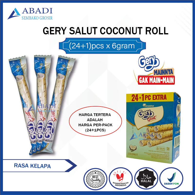 

Gery Salut Coconut Roll - Gery Saluut Wafer Roll Krim Kelapa