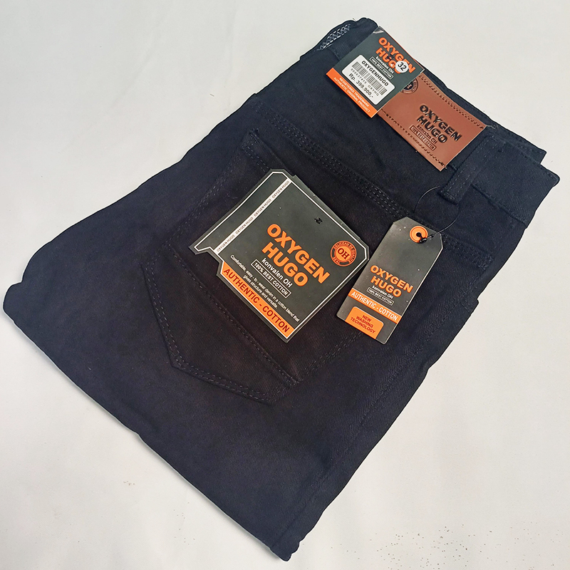 Oxygen Hugo Celana Panjang Jeans Formal Slim Fit Pria Bahan 100% Original Best Cotton Warna Hitam