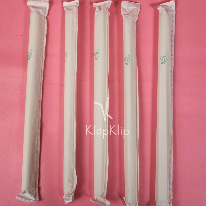 HJ6 1pack  1pcs Sedotan Kertas Steril 12x21cm Putih  Paper Straw Wrapping Paper 12x21cm  Sedotan Ker