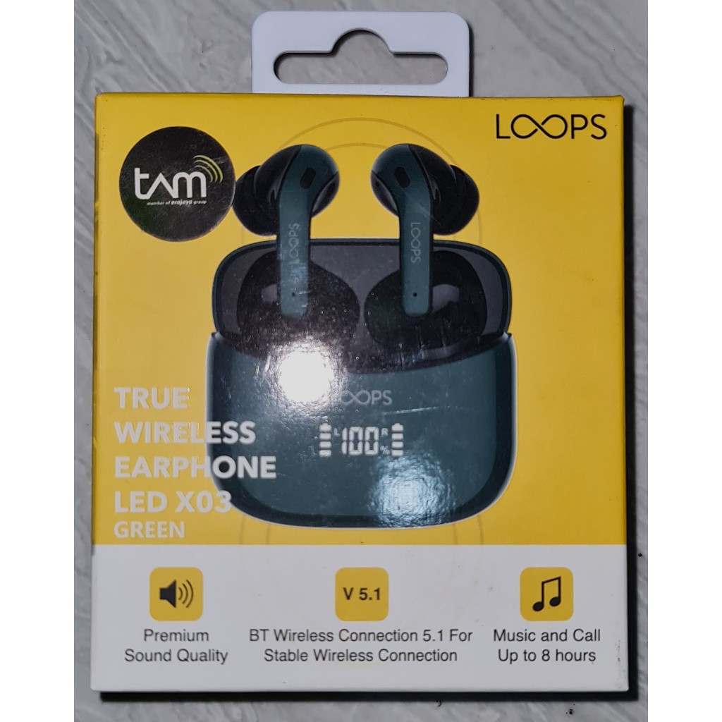 LOOPS TWS Earphone LED X03 - Green