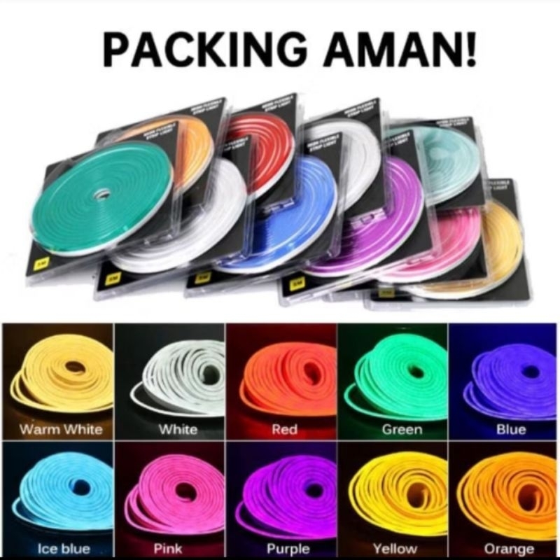 lampu neon flex 5m 12v lampu led neon flexible 5m 12v lampu selang susu 5 meter