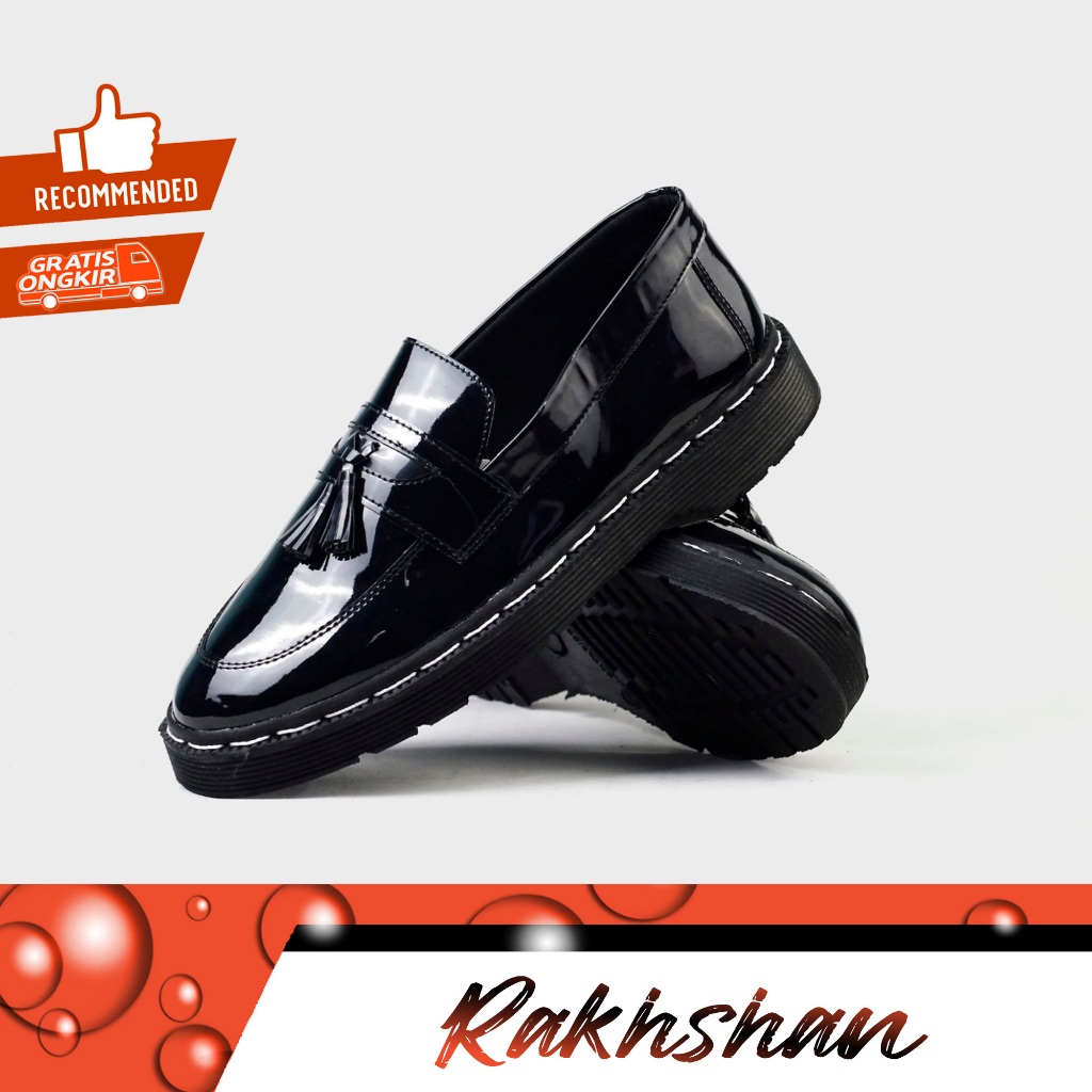 CERY BLACK || Sepatu Pansus Pria || Sepatu Slip On Pria Kasual Slop Kulit Santai Nyaman Ringan Trend