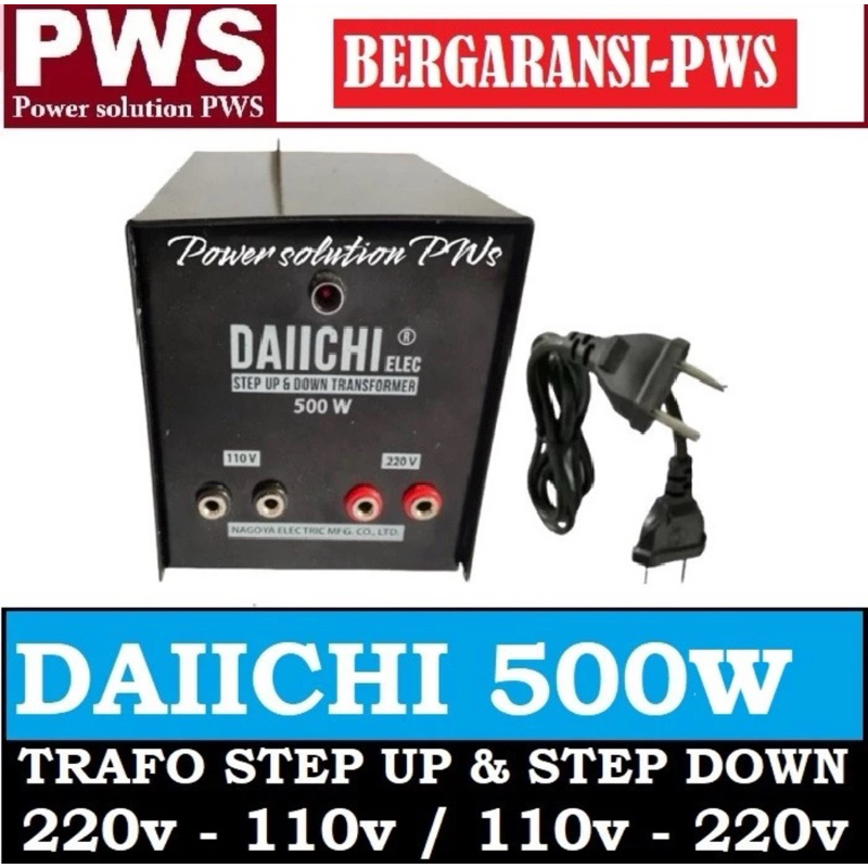 Daiichi 500w Step up step down 220V ke 110v atau 110v ke 220v. Trafo Step down step up 220v to 110v 
