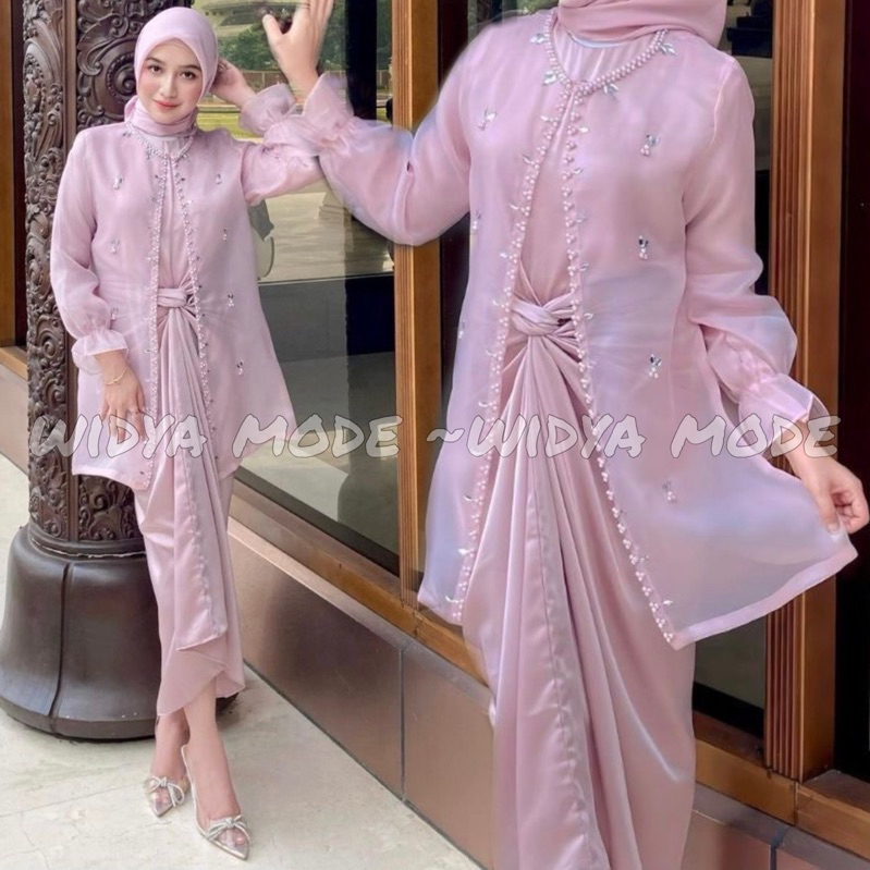 ( NEW ) Oneset Outer Organza Premium / Outer Organza Payet / Stelan Rok Lilit / Outfit Kondangan Kek