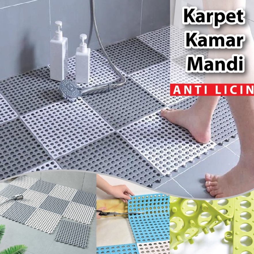 PROMO BESAR Alas Kamar Mandi Anti Slip 3 x 3 cm Licin Keset Toilet PVC Karpet WC Karet DIY Bathroom 