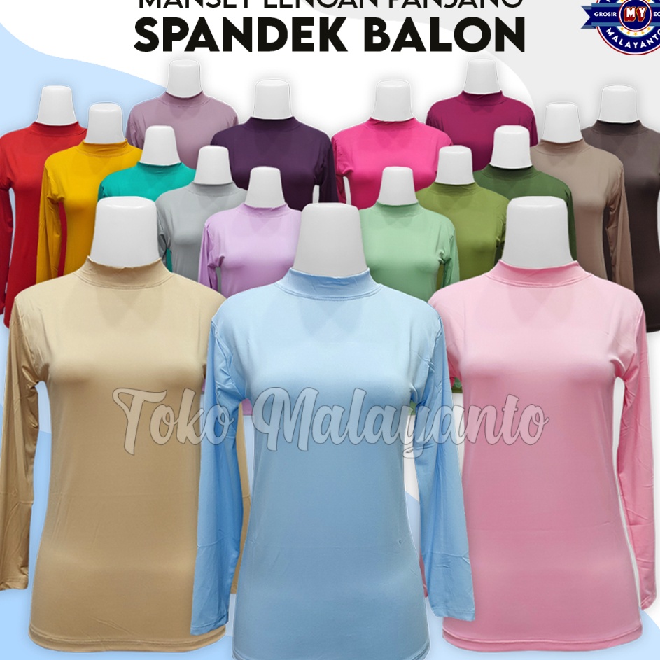 Super Bahan  Baju Manset Kebaya Lengan Panjang Wanita Polos Bahan Spandek Balon Dalaman Perempuan Hi