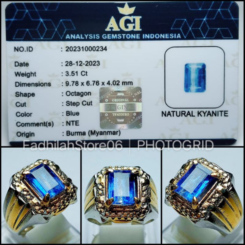 Natural Permata Blue Kyanite Octagon Top Luster + Memo Lab