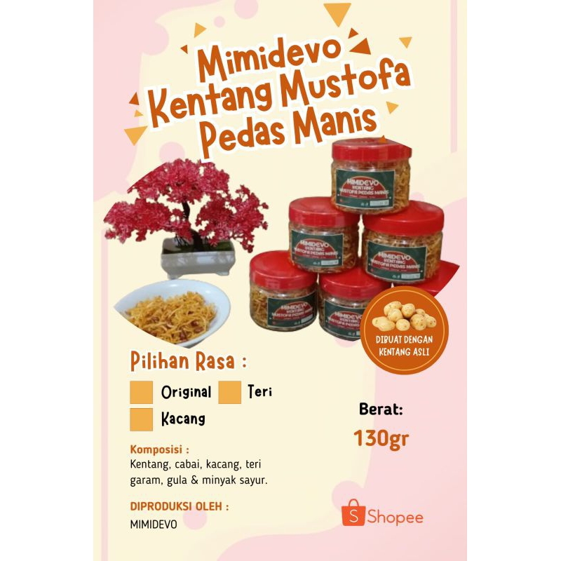 

Kentang Mustofa pedas manis Mimidevo (Toples 400ml)