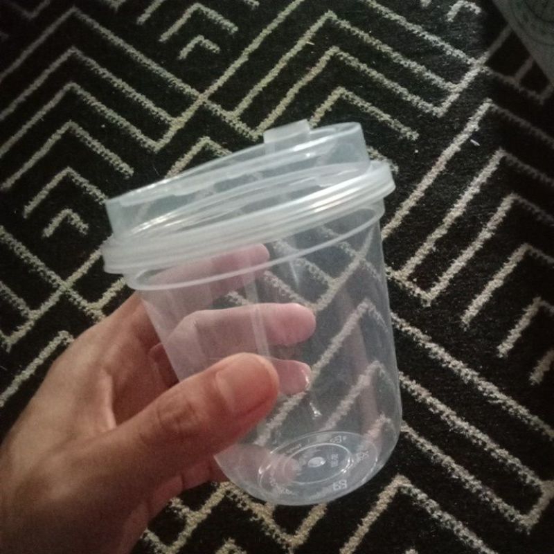 Gelas Cup PP Injection 14 Oz Oval / Gelas Cup Plastik Tebal Lid Injection Praktis