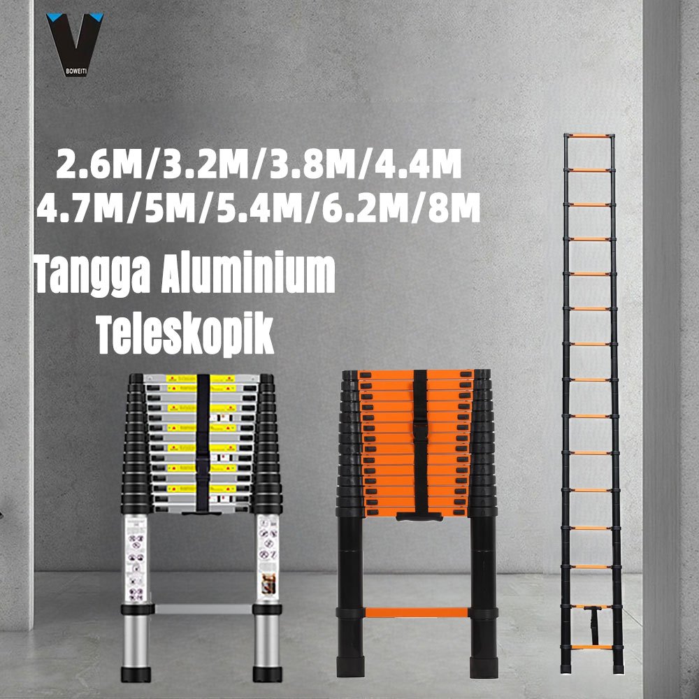 DS Boweiti Tangga Teleskopik Aluminium 2.6m-8m Berbagai Spesifikasi